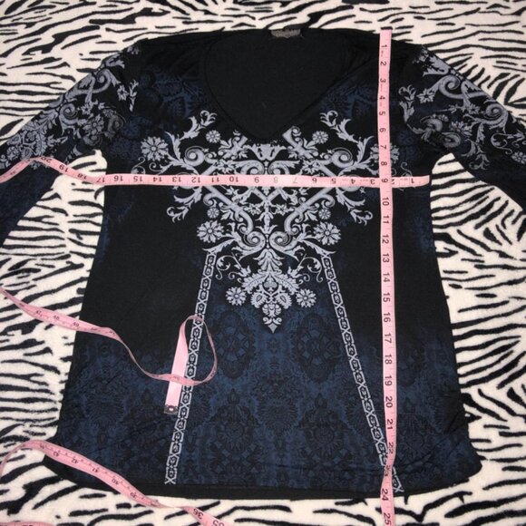 Y2K witchy floral quartersleeve top with rhinestones - Picture 4 of 5